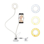 Sokani Selfie Ring Light with Cell Phone Holder and Stand Bracket for YouTube TIK Tok Tiktok Zoom Video Conference Live Stream Makeup LED Circle RingLight for iPhone Android Mobile Smartphone White
