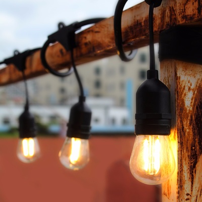 Sokani LED 24 Foot Long 2W Commercial Weatherproof Grade Outdoor LED String Light for Halloween Christmas with 12 Sockets and Bulbs + 2 Replacement Bulbs