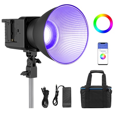 Sokani X100 RGB 100W RGB LED Video Light with APP Control, Bi-Color 2800k-10000K CRI96+ TLCI 95+ Bowens Mount Lighting for Photography, Video Recording,Wedding,Outdoor Shooting