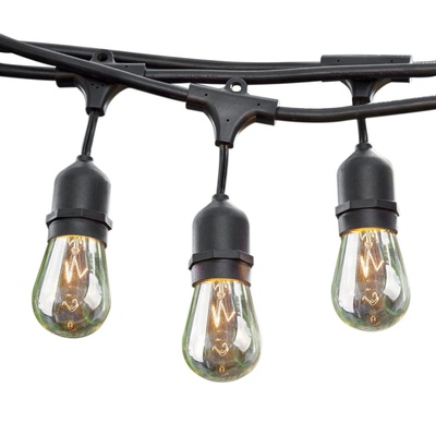 Sokani 32 ft Long Outdoor String Lights for Party Christmas Halloween Backyard Yard Cafe Deck Patio Porch Garden Tree Decor w/10 Sockets 12 Hanging Bulbs 2 Spare,Linkable Weatherproof Commercial Grade