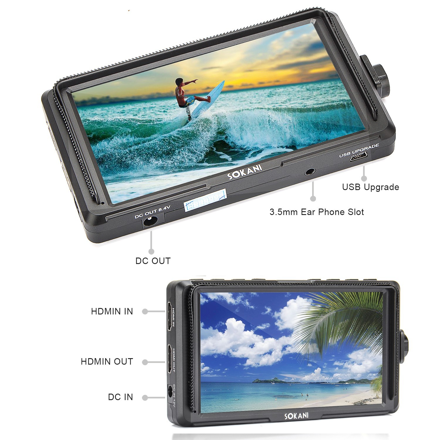 Sokani M5 with Case+Battery+Charger Professional Grade 5" IPS 4K HDMI Camera-top Monitor, On-Camera LCD Field Camera Video Monitor,Can Power for DSLR or Mirrorless Camera